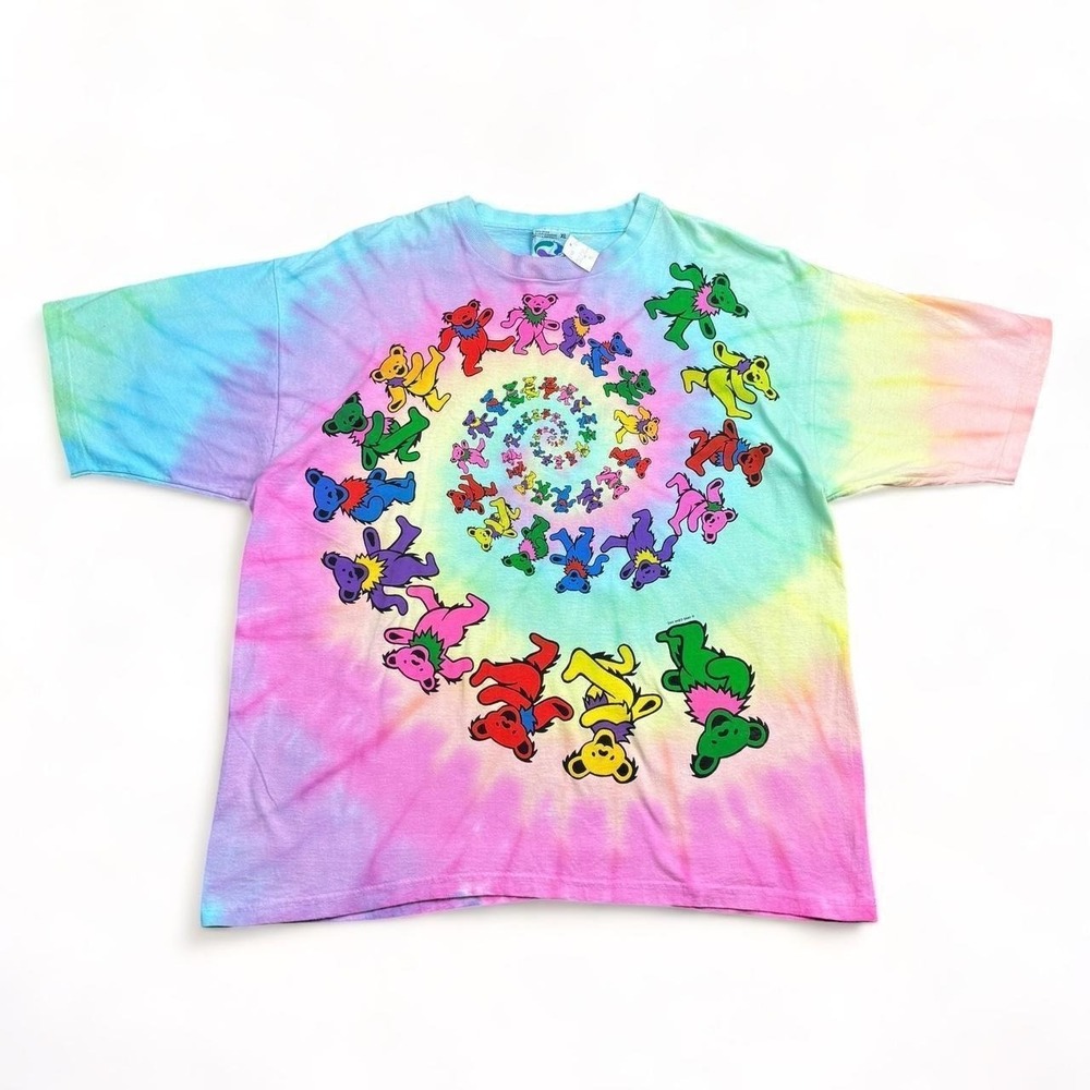 Vintage 90s Liquid Blue Grateful Dead T-Shirt Men's XL Dancing Bear Tie Dye NWT